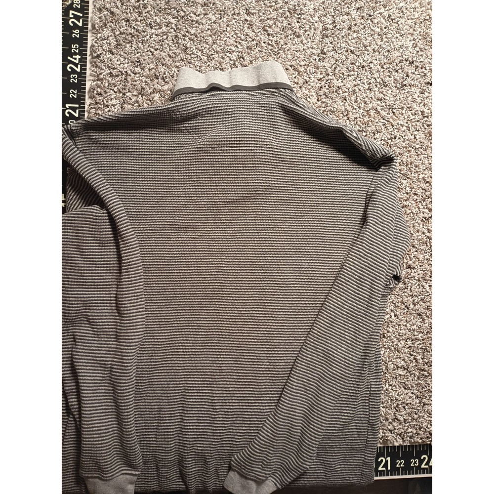 Fargo Clothing & Supply Co Mens XL Grey Striped Long Sleeve Quarter Zip Polo - Picture 8 of 8